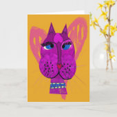 Diva Kitty Grußkarte Karte (Gelbe Blume)