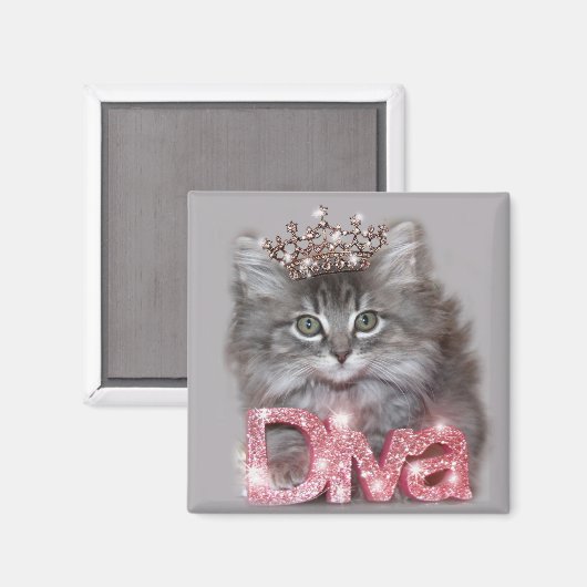 Diva Kitty with a Tiara Magnet (Vorderseite/Rückseite)