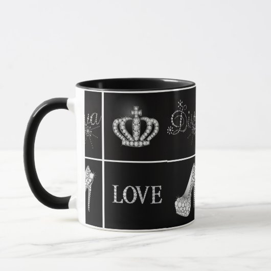 Diva-Kronen-hohe Fersen-Liebe-Collage Tasse (Links)