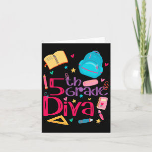 Diva Lehrerin Girl Outfit Niedlich erster Tag Karte