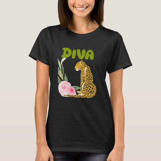 DIVA Leopard Panther Katze Tier Geschenke,Diva Tee (Vorderseite)