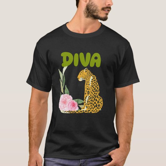 DIVA Leopard Panther Katze Tier Geschenke,Diva Tee (Vorderseite)