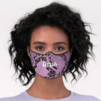 DIVA Lila Snakeskin Print Premium Face Mask Mund-Nasen-Maske