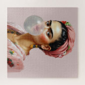 Diva mit Blumenschal bläst Bubble Gum Puzzle (Horizontal)