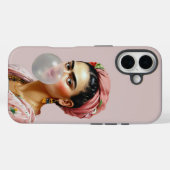 Diva mit Blumenschal blühendem Kaugummi Case-Mate iPhone Hülle (Rückseite (Horizontal))