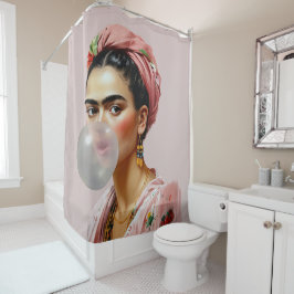 Diva mit Blumenschal blühendem Kaugummi Duschvorhang