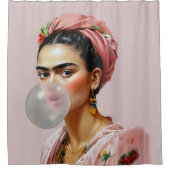 Diva mit Blumenschal blühendem Kaugummi Duschvorhang (Vorderseite)