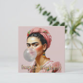 Diva mit Blumenschal blühendem Kaugummi Karte (Stehend Vorderseite)