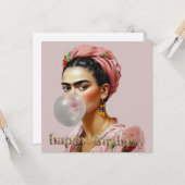 Diva mit Blumenschal blühendem Kaugummi Karte (Vorderseite/Rückseite Beispiel)