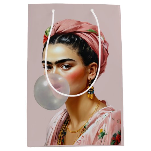 Diva mit Blumenschal blühendem Kaugummi Mittlere Geschenktüte (Vorderseite)