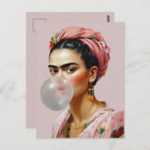 Diva mit Blumenschal blühendem Kaugummi Postkarte (Vorne/Hinten)