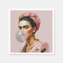 Diva mit Blumenschal blühendem Kaugummi Serviette