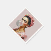 Diva mit Blumenschal blühendem Kaugummi Serviette (Ecke)