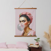 Diva mit Blumenschal blühendem Kaugummi Wandteppich Mit Holzrahmen (Schlafzimmer)