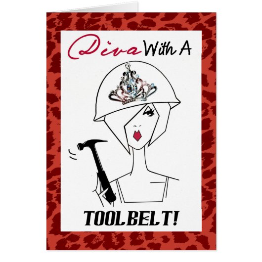 Diva mit einem Werkzeuggürtel / Tragen von Stilett (Vorne)