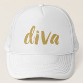 Diva Modern Glitzer Text Design Truckerkappe (Vorderseite)