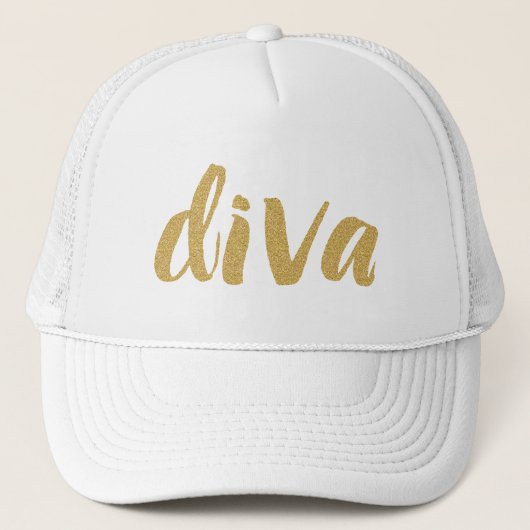 Diva Modern Glitzer Text Design Truckerkappe (Vorderseite)