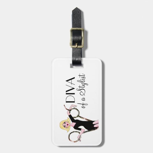 "Diva of a Stylist" Gepäckanhänger (Vorderseite vertikal)