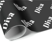 Diva Opera Singer Bold Fun Cooles Schwarz-weißes G Geschenkpapier (Rolleneckpunkt)