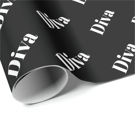 Diva Opera Singer Bold Fun Cooles Schwarz-weißes G Geschenkpapier (Rolleneckpunkt)