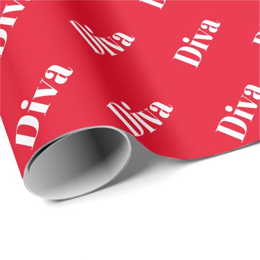 Diva Opera Singer Bold Fun Vibrannt Bright Red Gif Geschenkpapier (Rolleneckpunkt)