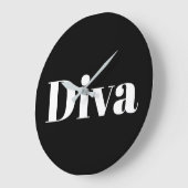 Diva Opera Singer Glam Music Themed Schwarz-weiß Große Wanduhr (Winkel)