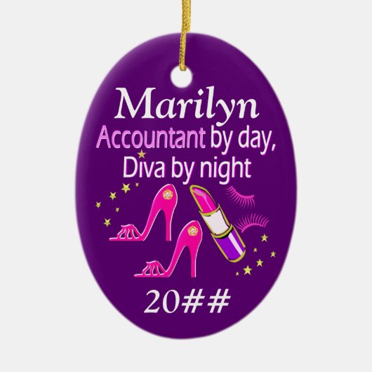 DIVA-PERSONALISIERTE RECHNUNGSLEGUNG KERAMIK ORNAMENT (Vorne)
