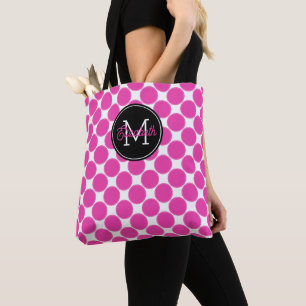 Diva Pink und weiße Polka-Punkte mit schwarzer Mon Tasche