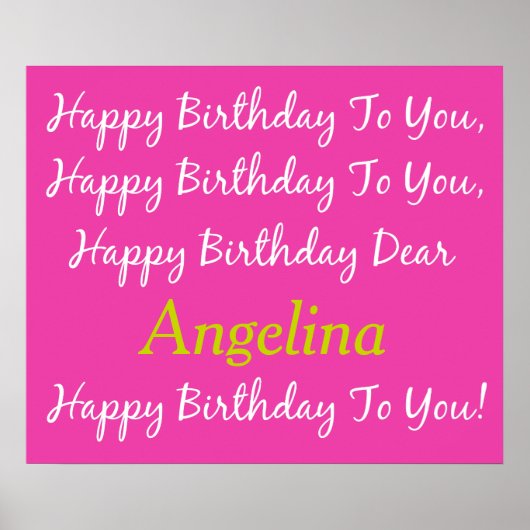 Diva Pink und White Birthday Song Personalisiert Poster (Vorne)