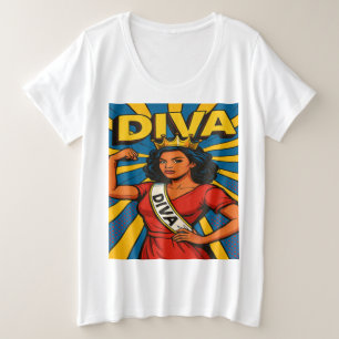 Diva Pop-Up Queen Große Größe T-Shirt
