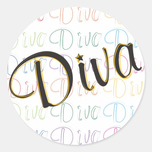 Diva Round Sticker (Vorderseite)