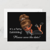 Diva Save the Date Ankündigungspostkarte (Vorne/Hinten)