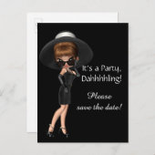 Diva Save the Date Ankündigungspostkarte (Vorne/Hinten)