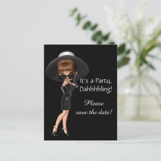 Diva Save the Date Ankündigungspostkarte (Stehend Vorderseite)