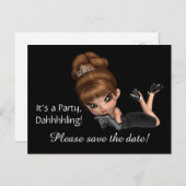 Diva Save the Date Ankündigungspostkarte (Vorne/Hinten)