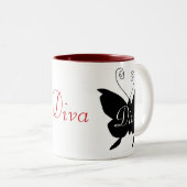 Diva-Schmetterlings-Tasse Zweifarbige Tasse (VorderseiteRechts)