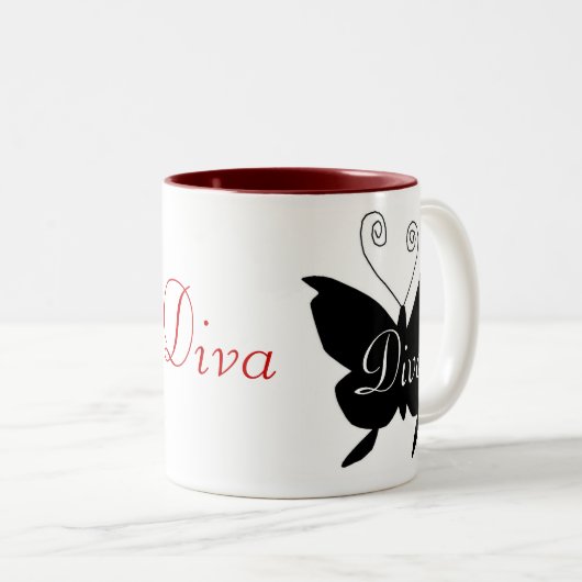 Diva-Schmetterlings-Tasse Zweifarbige Tasse (VorderseiteRechts)