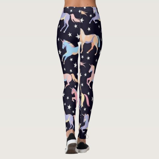 Diva Style Einhorndruck auf Schwarz-Leggings-Desig Leggings (Rückseite)