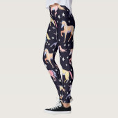 Diva Style Einhorndruck auf Schwarz-Leggings-Desig Leggings (Links)