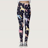 Diva Style Einhorndruck auf Schwarz-Leggings-Desig Leggings (Vorderseite)