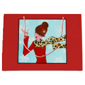 Diva und Schnee Glitzern Große Geschenktüte (Vorderseite)