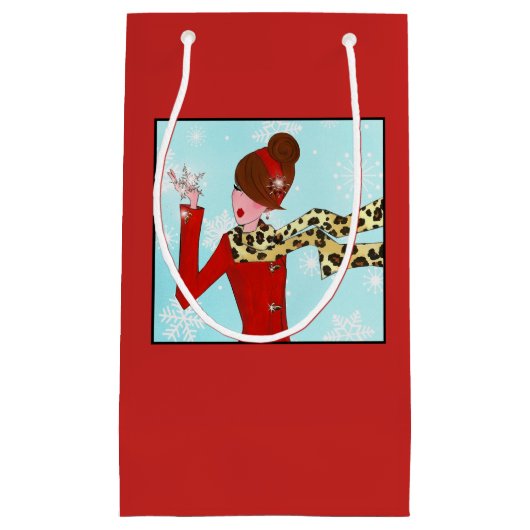 Diva und Schnee Glitzern Kleine Geschenktüte (Vorderseite)