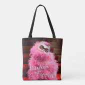 Diva-weiße Katze eingewickelt in der rosa Boa auf Tasche (Rückseite)