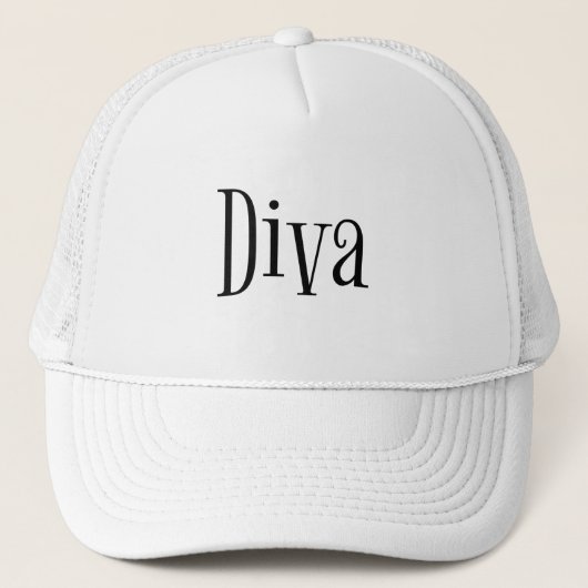 Diva Whimsical Typografy Truckerkappe (Vorderseite)