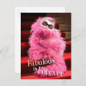 Diva White Cat Wrackte in Pink Boa auf Red Teppich Postkarte (Vorne/Hinten)
