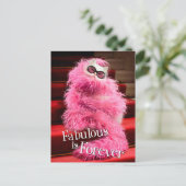 Diva White Cat Wrackte in Pink Boa auf Red Teppich Postkarte (Stehend Vorderseite)