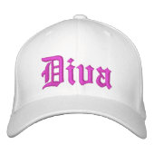 Diva White mit Hot Pink Ladys Hat Bestickte Baseballkappe (Vorderseite)