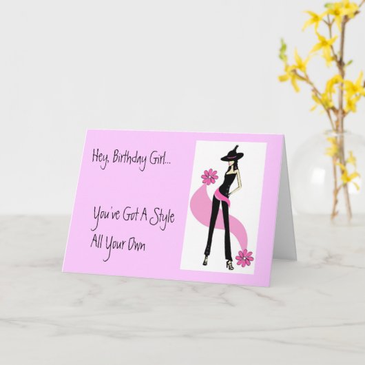 Diva with Style Birthday Card Karte (Gelbe Blume)
