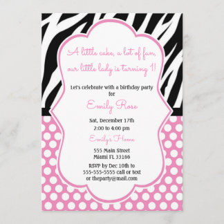 Diva Zebra Pink Girl Einladung zum Geburtstag