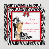 Diva Zebra Princess Girl Baby Showblonde Einladung (Vorne/Hinten)